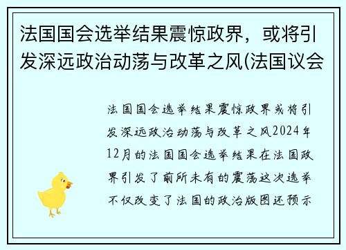 法国国会选举结果震惊政界，或将引发深远政治动荡与改革之风(法国议会选举制度)